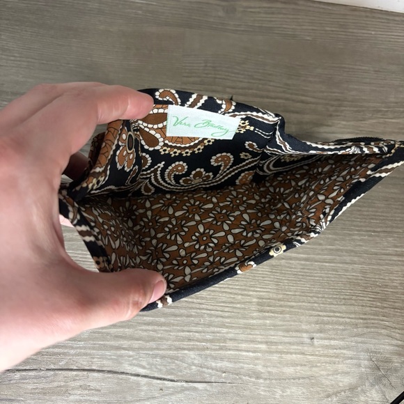 Vera Bradley Caffe Latte Trifold Pocket Wallet Black Tan Brown Print - Picture 5 of 6